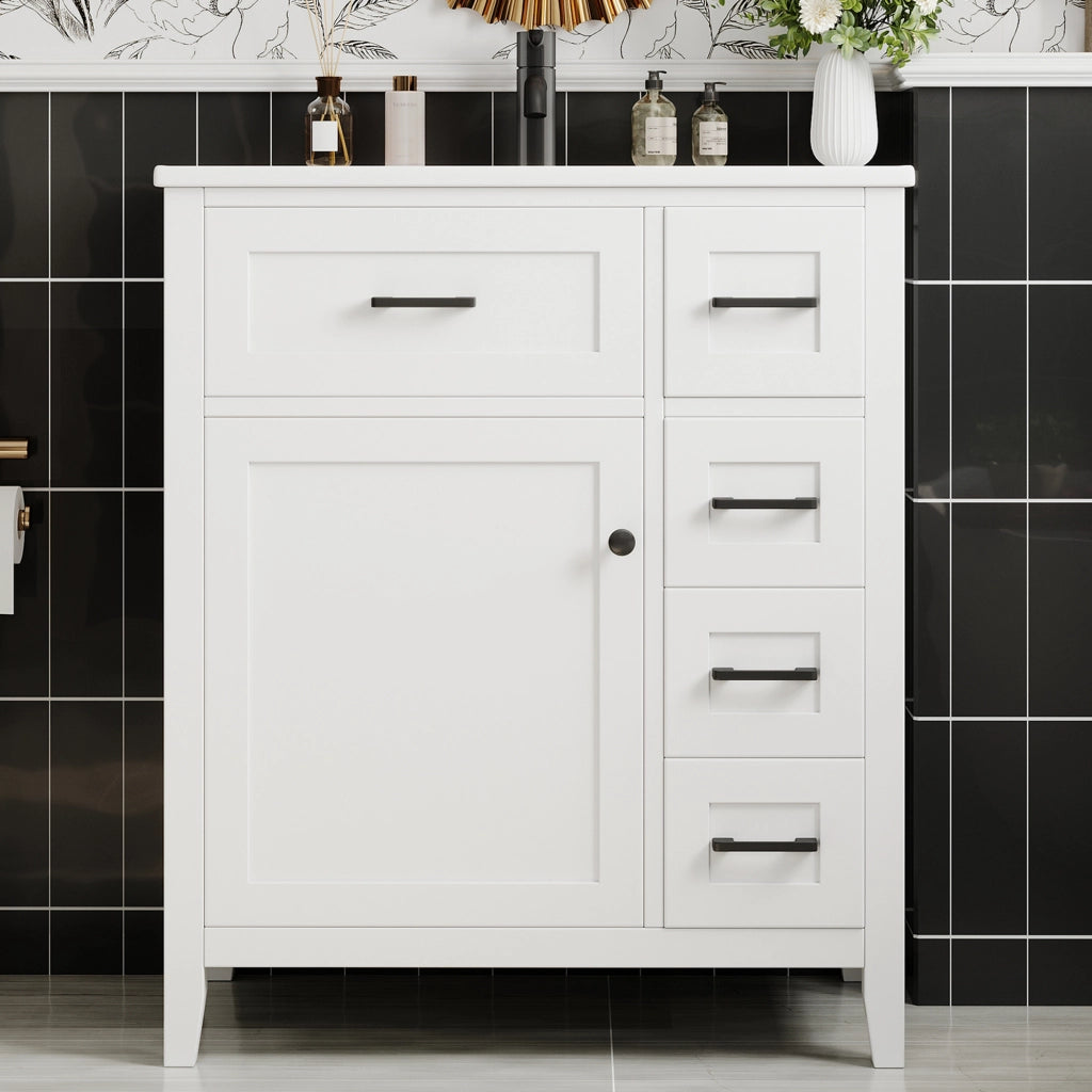Mobile da Bagno con Lavabo Integrato e Cassetti ¨C MINIMAL ¨C Bianco 76x46x90