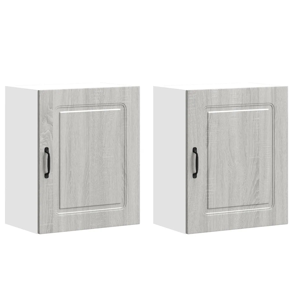 Pensili da cucina 2 pz Kalmar Grigio in Legno Multistrato Sonoma 853570