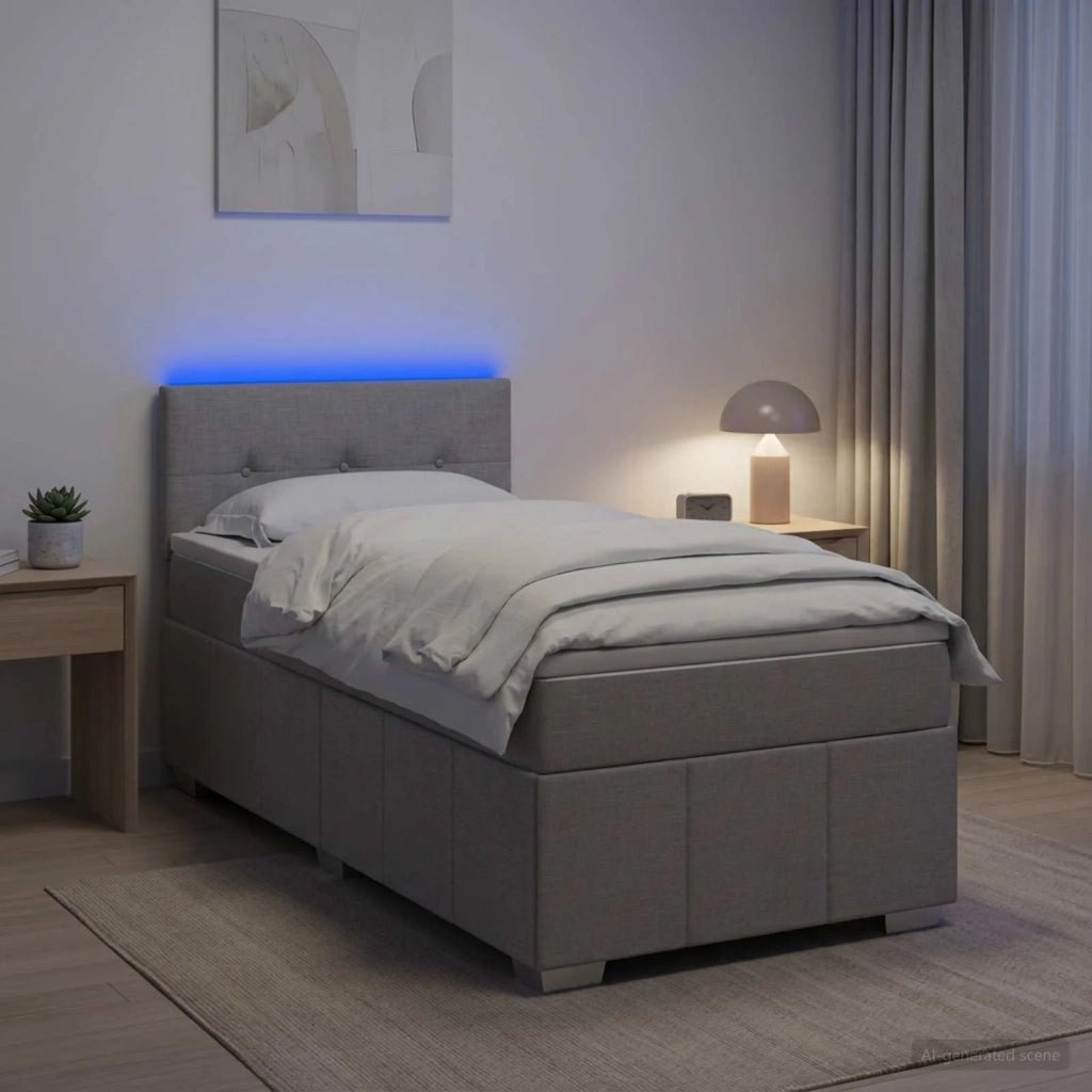 Letto box spring con materasso Grigio Chiaro 100 x 200 cm 3452607