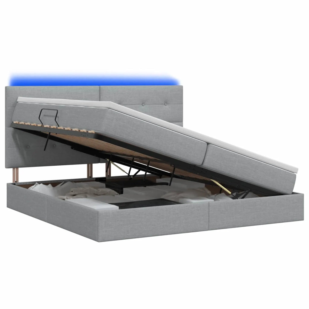 Letto con contenitore LED e materasso Grigio Chiaro 3459966
