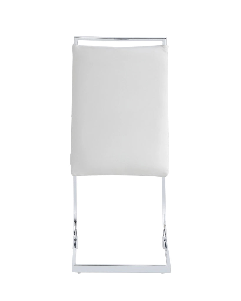 Sedia da pranzo ergonomica in metallo con schienale in PU e lino e piedini protettivi bianco