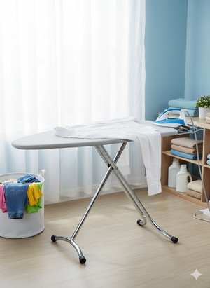 Asse da Stiro Completo Festival Plus 125x48 cm con Piano Stiramaniche Gambe Triple Regolabile in Altezza