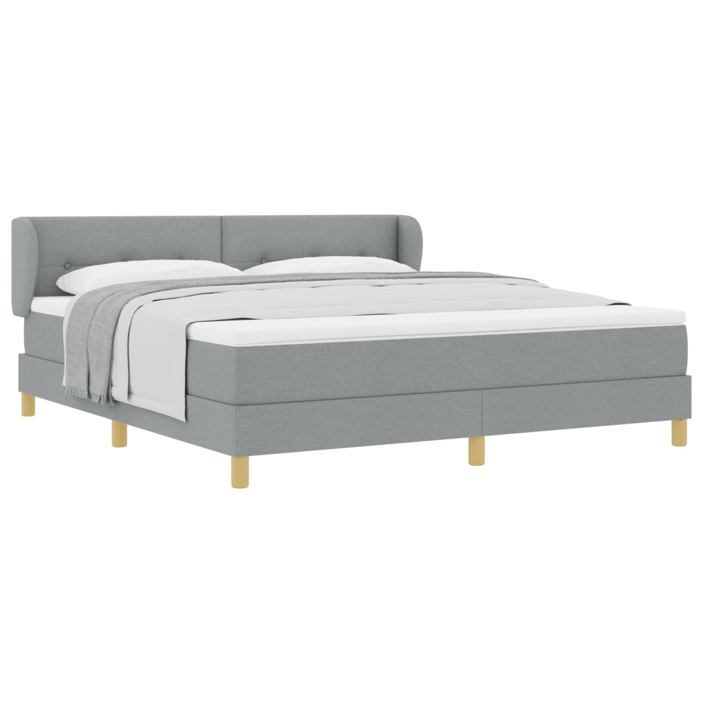 Letto Box Spring con Materasso in Grigio Chiaro, 180x200 cm, Tessuto