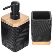 Set da bagno KADAX con dispenser di sapone liquido e bicchiere da bagno nero