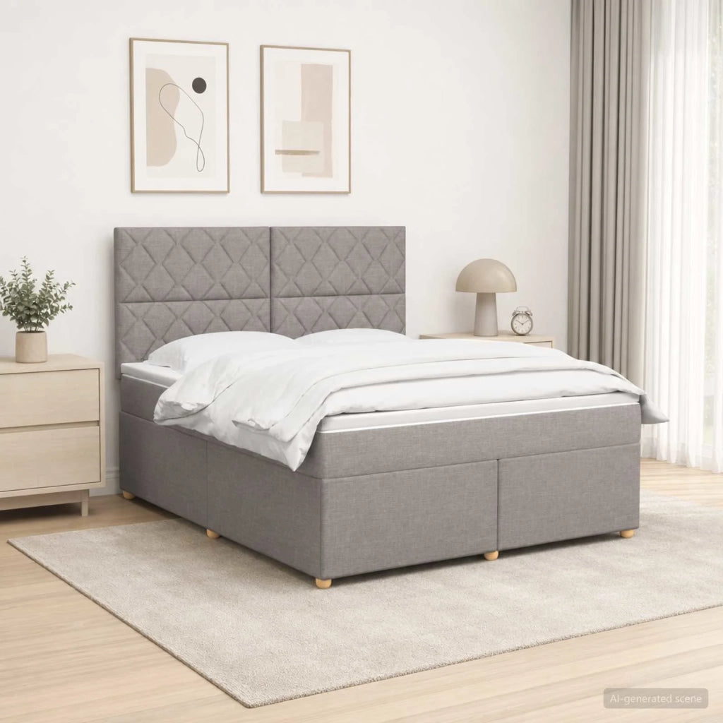 Letto box spring con materasso Tortora 180 x 200 cm Tessuto 3455417