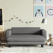 Divano Bambini con Poggiapiedi-Sofa-Divanetto Bambini Grigio 100x50x30 cm Similpelle