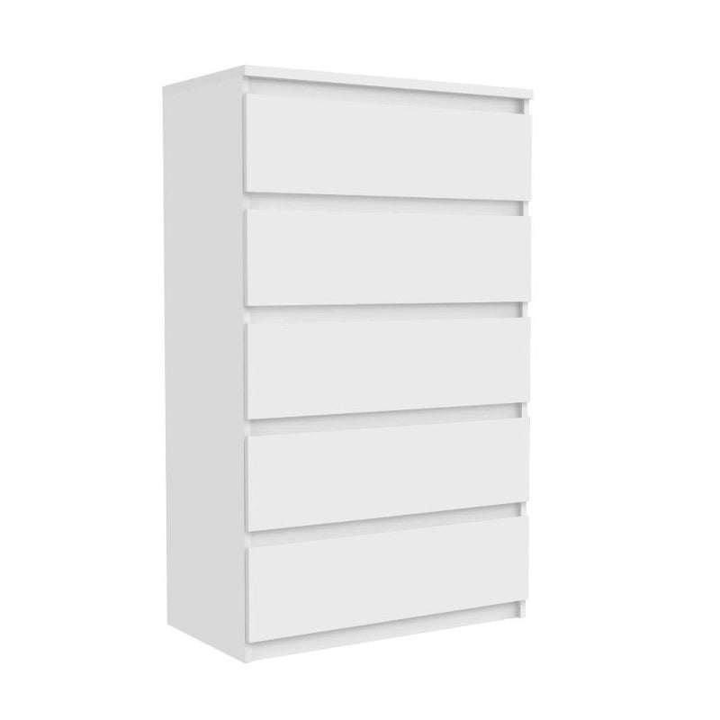 Cassettiera Morgan 5 cassetti 77.2 x 42.2 x H 128.1 cm colore bianco opaco