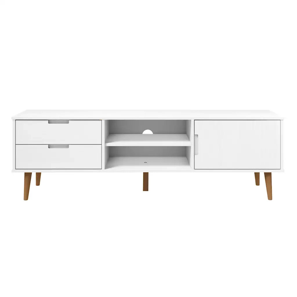 Mobile TV MOLDE Bianca 158x40x49 cm in Legno Massello di Pino 350535