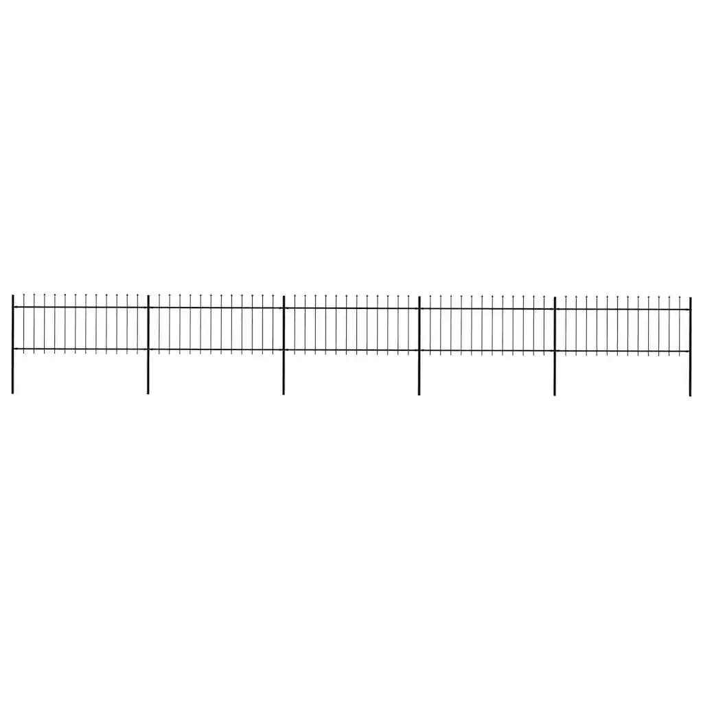 Recinzione da Giardino con Punta a Lancia in Acciaio 838x80 cm Nero 277606