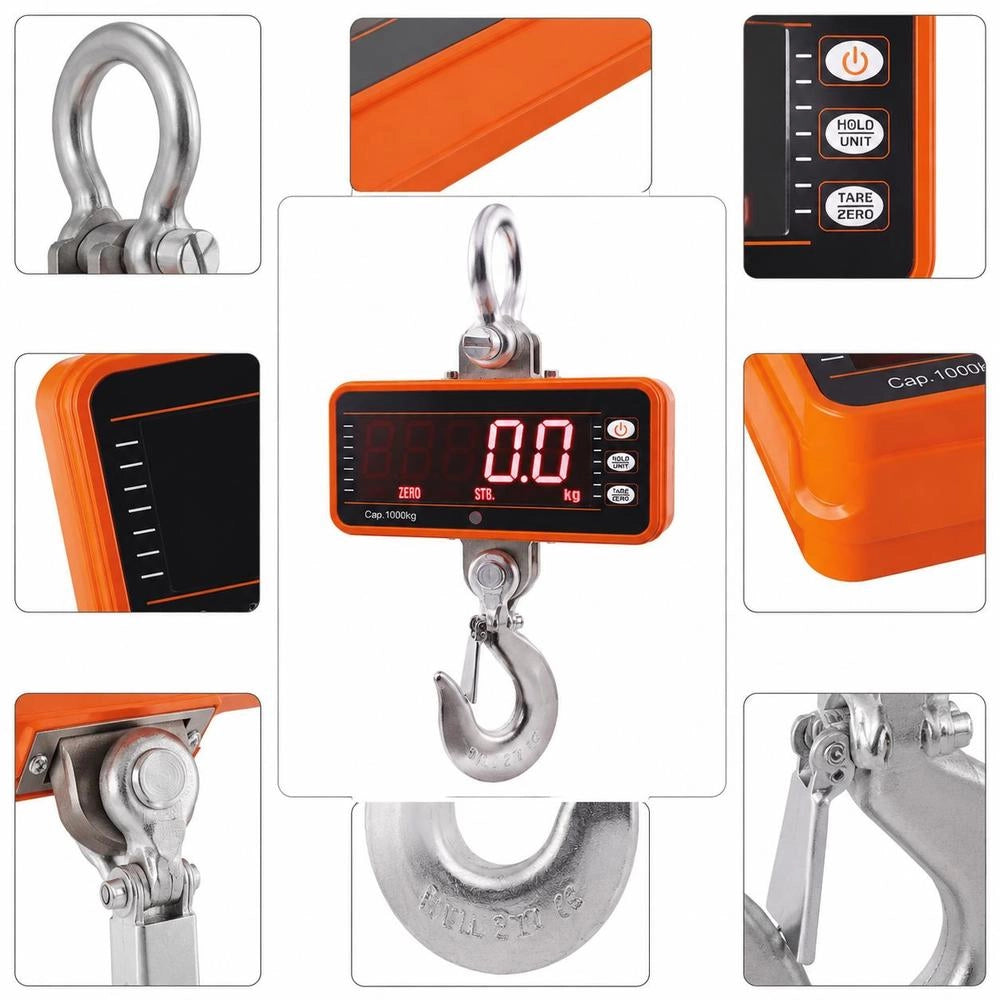 Digital Dynamometer 1000 Kg For Warehouse Workshop Construction Site, Remote Control LED Display Die-Cast Aluminum High Precision Heavy Loads