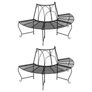Panchine per Albero Semicircolari 2 pz Ã˜159 cm Nere in Acciaio cod mxl 39755