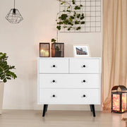 Cassettiera bianca, credenza con 4 cassetti, credenza moderna, armadietto laterale in legno, cassettiera 80 x 39,5 x 77 cm