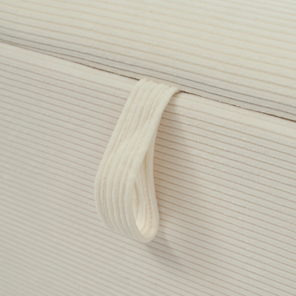 PANCA Contenitore 165 x 38 x 46 cm in Cord Beige con vano portaoggetti