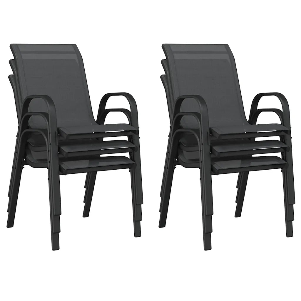 Sedie da Giardino Impilabili 6 pz in Tessuto Textilene Nero 318783