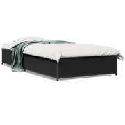Letto singolo | Letto per adulti | Giroletto Nero 75x190 cm in Legno Multistrato e Metallo