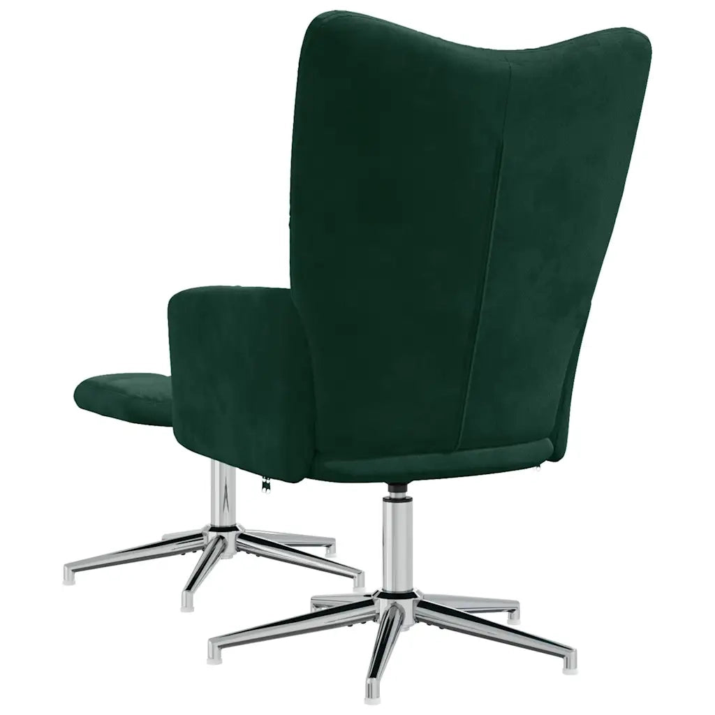 Poltrona Relax con Poggiapiedi Verde Scuro in Velluto 328130