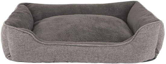 Gemellato cuscino per cani con coperta rimovibile, letto per cani e gatti accogliente con ingresso comodo, 110x80 cm, letto per cani morbido con fondo antiscivolo, grigio