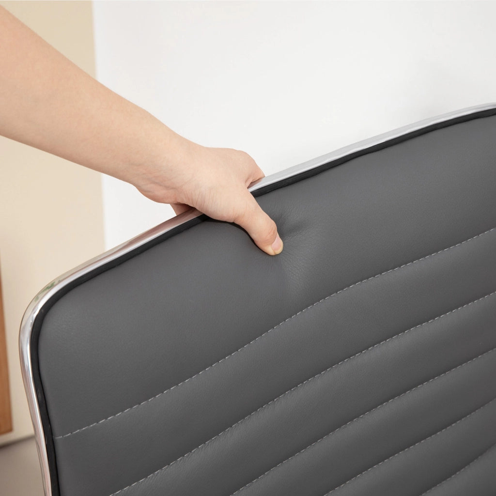 Sedia Poltrona Operativa da Ufficio Ergonomica con Altezza Regolabile in Pelle PU Grigio Scuro