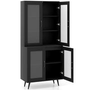 Credenza con 4 ante trasparenti 80 x 40 x 178,5 cm soluzione ideale per riporre oggetti design moderno compensato nero 20_0010799