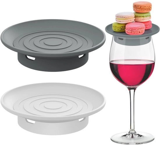 Set di due coppe per vino in silicone, coppe per vino per antipasti, dessert - ideale per matrimoni, compleanni, cene con la famiglia e feste, bar (1 grigio + 1 bianco)