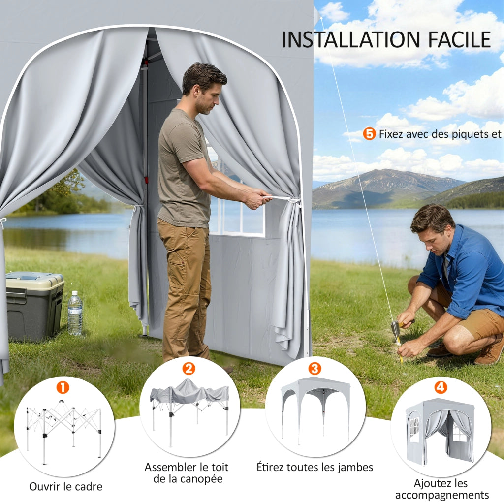 Gazebo da giardino ¨C zephmum ¨C grigio chiaro 200x200 cm
