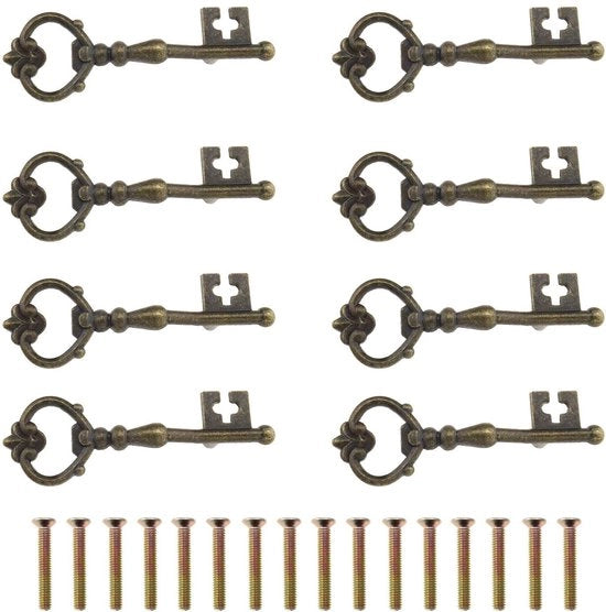 Pomelli di chiusura antichi a forma di chiave in bronzo - 8 pezzi