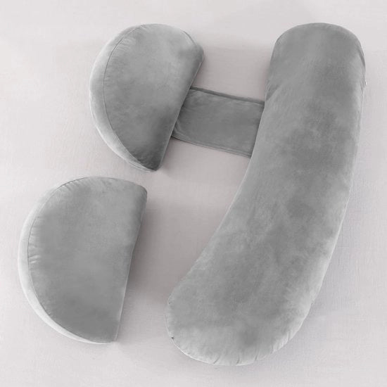 Cuscino per la gravidanza per dormire, Maternità Cuscino a corpo intero con copri-cuscino rimovibile e regolabile, Supporto per la schiena, le gambe, l'addome, le HIPS per donne in gravidanza (grigio)