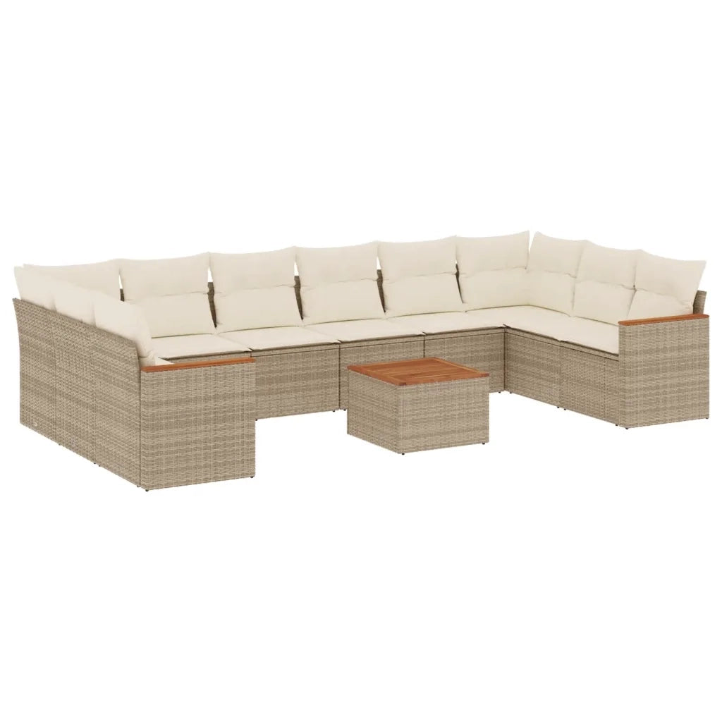 Set Divani da Giardino 11 pz con Cuscini Beige in Polyrattan 3226331