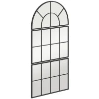 Specchio da Parete ad Arco Stile Finestra per Camera da Letto e Ingresso, 76x43 cm, Nero