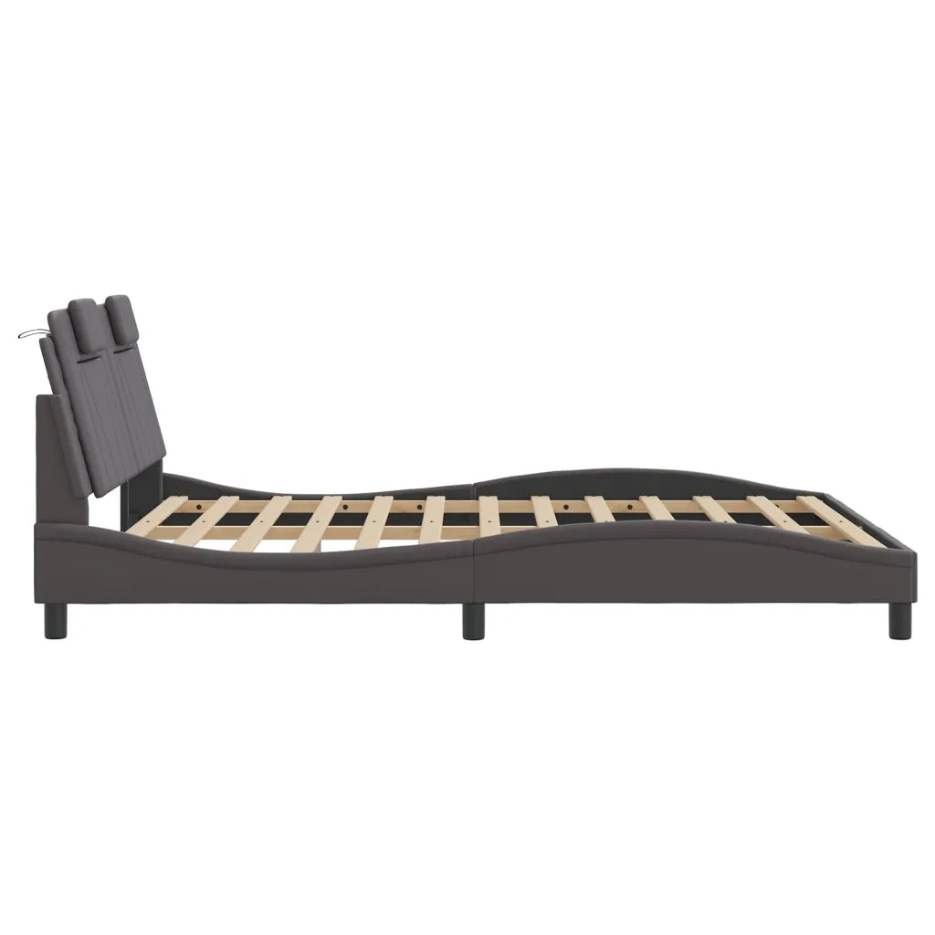 Giroletto Viana con LED senza Materasso-Struttura Letto Grigio 160x200 cm