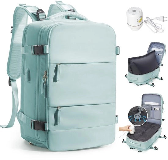 Borsa a vuoto per viaggiatore con sistema a vuoto per viaggi, borsa a mano per donne con airbag e compressore per viaggi aerei, borsa a vuoto per viaggi con pompa impermeabile