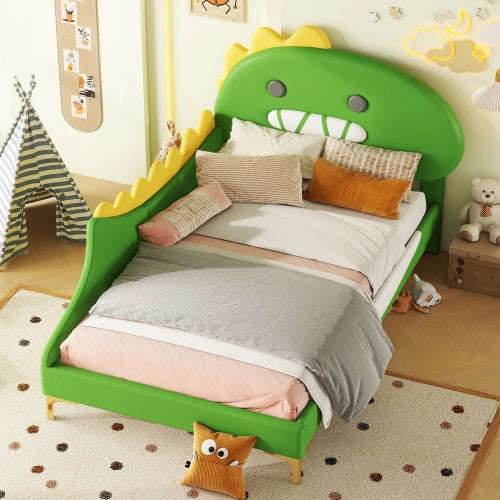 Lit per bambini 90x200 cm - Xylo - Forma dinosauro verde