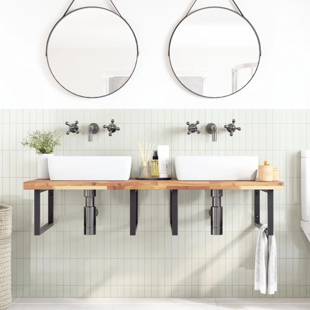 vidaXL Piano da Bagno Non Trattato 140x60x4cm Legno Massello di Acacia