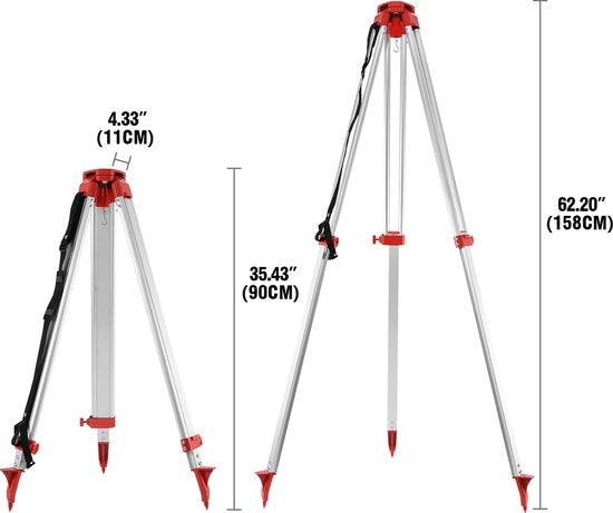 Livello Laser Portatile a Staffa in Alluminio - 1,65m - 5m - 5 Persone - Per Costruzione e Misurazione