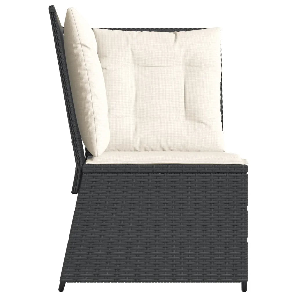 Divano Angolare da Giardino con Cuscini-Sofa da Giardino-Divanetto da esterno Nero in Polyrattan 871926