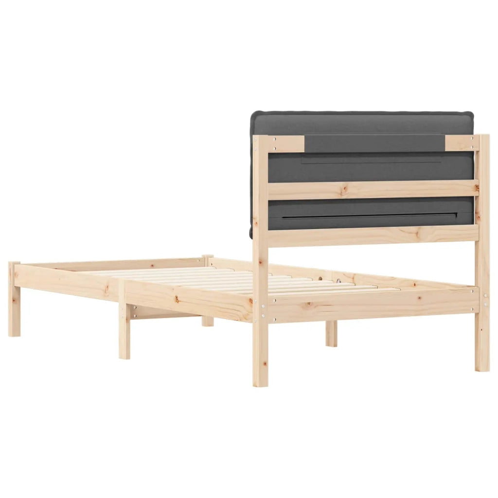 Letto con Testiera Rivestita Grigio scuro 75 x 190 cm