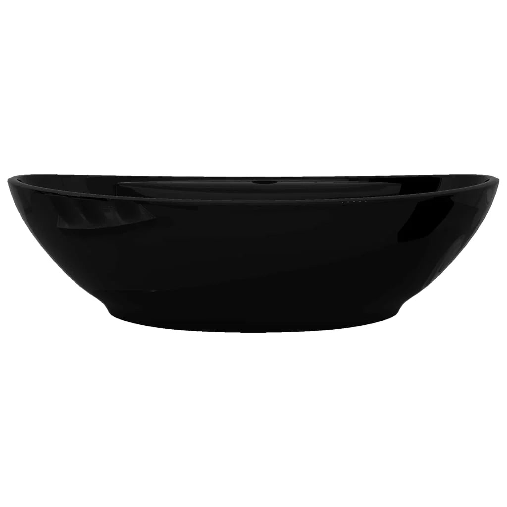 Lavabo ovale con foro troppopieno/rubinetto in ceramica per bagno nero 02_0002496