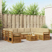 Set divani 10 pcs Naturale e Beige Legno di Acacia Massello 3375523