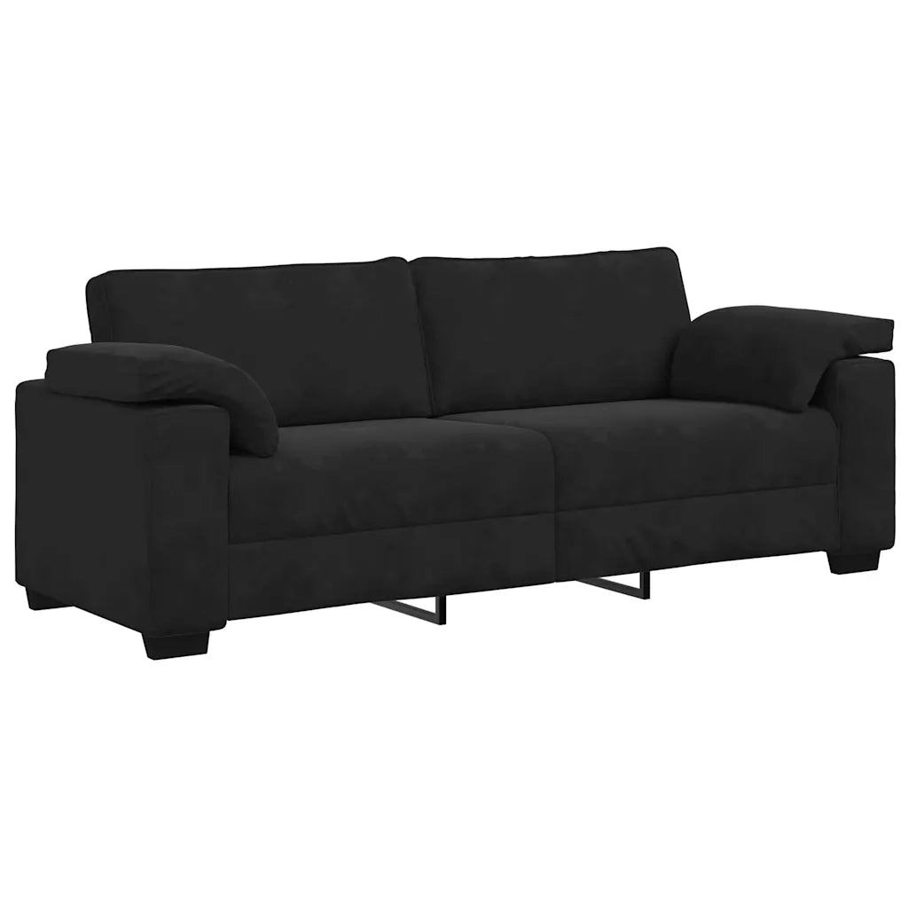 vidaXL Divano a 3 Posti Nero 178 cm in Velluto
