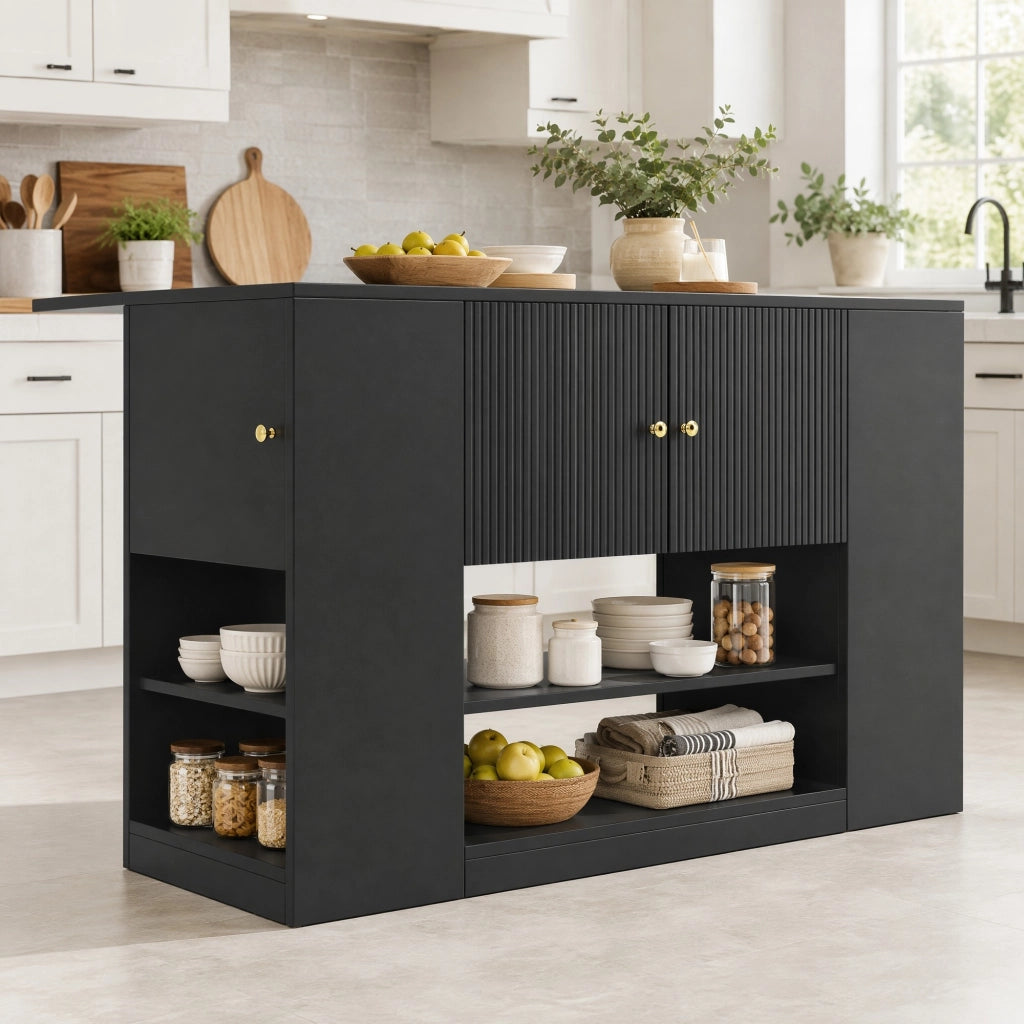 Isola da cucina in MDF con piano ribaltabile e cassetti