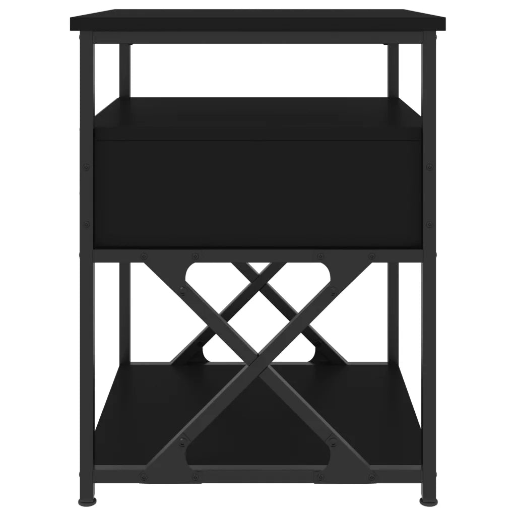 Comodini 2 pz-Set di 2 Tavolino da notte Neri 40x42x55 cm in Legno Multistrato