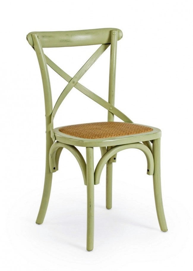 Sedia Cross Verde in Legno