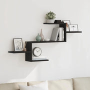 Scaffale a Parete Rovere Nero 104x15x49 cm in Truciolato