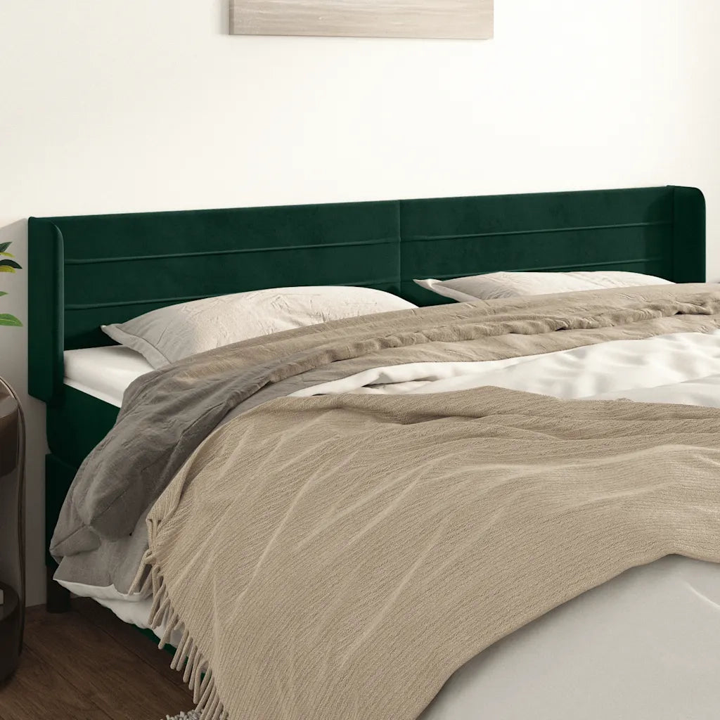 Testiera | Testata ad Orecchio Verde Scuro 203x16x78/88 cm in Velluto