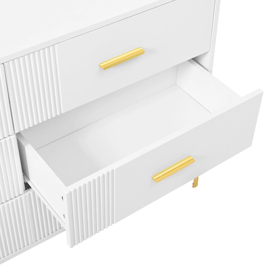 Cassettiera con 6 cassetti - per soggiorno e camera da letto - in MDF - 120×40×76 cm - bianco