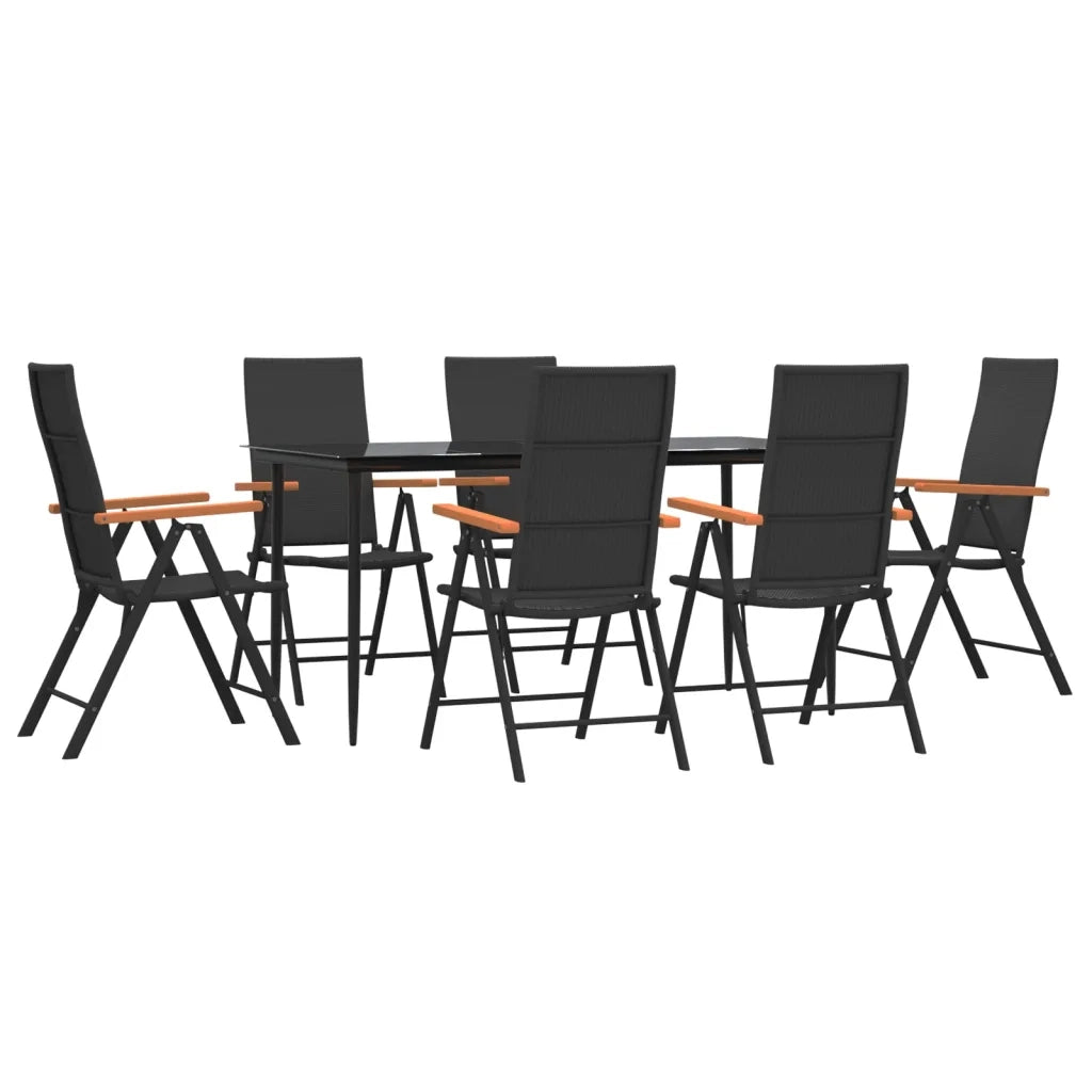 Set da Pranzo da Giardino 7 pz Nero e Marrone in Polyrattan cod mxl 47940