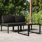 Set Divani da Giardino 3 pz con Cuscini in Alluminio Antracite cod mxl 41631