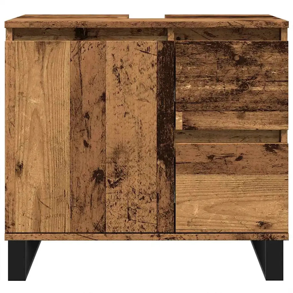 Armadietto da Bagno Legno Antico 65x33x60 cm in Truciolato