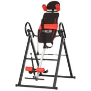 Panca a Inversione con Angolo e Altezza Regolabile e Poggiatesta, in Acciaio e Plastica, 79x114x153 cm, Rosso e Nero