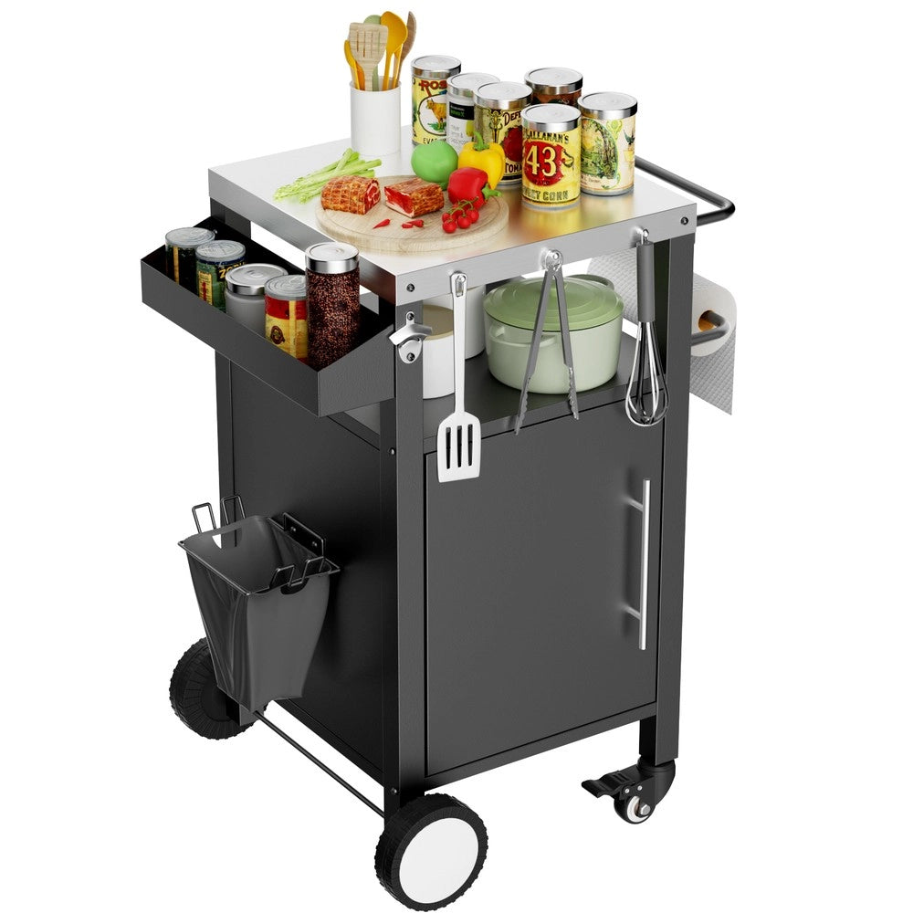 Carrello da Barbecue con Ripiano e Ganci ¨C Xylo ¨C Nero